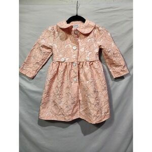 Bluberi Boulevard Girls Pink‎ Swing Coat Size 5 Textured Jacquard Valentines Day
